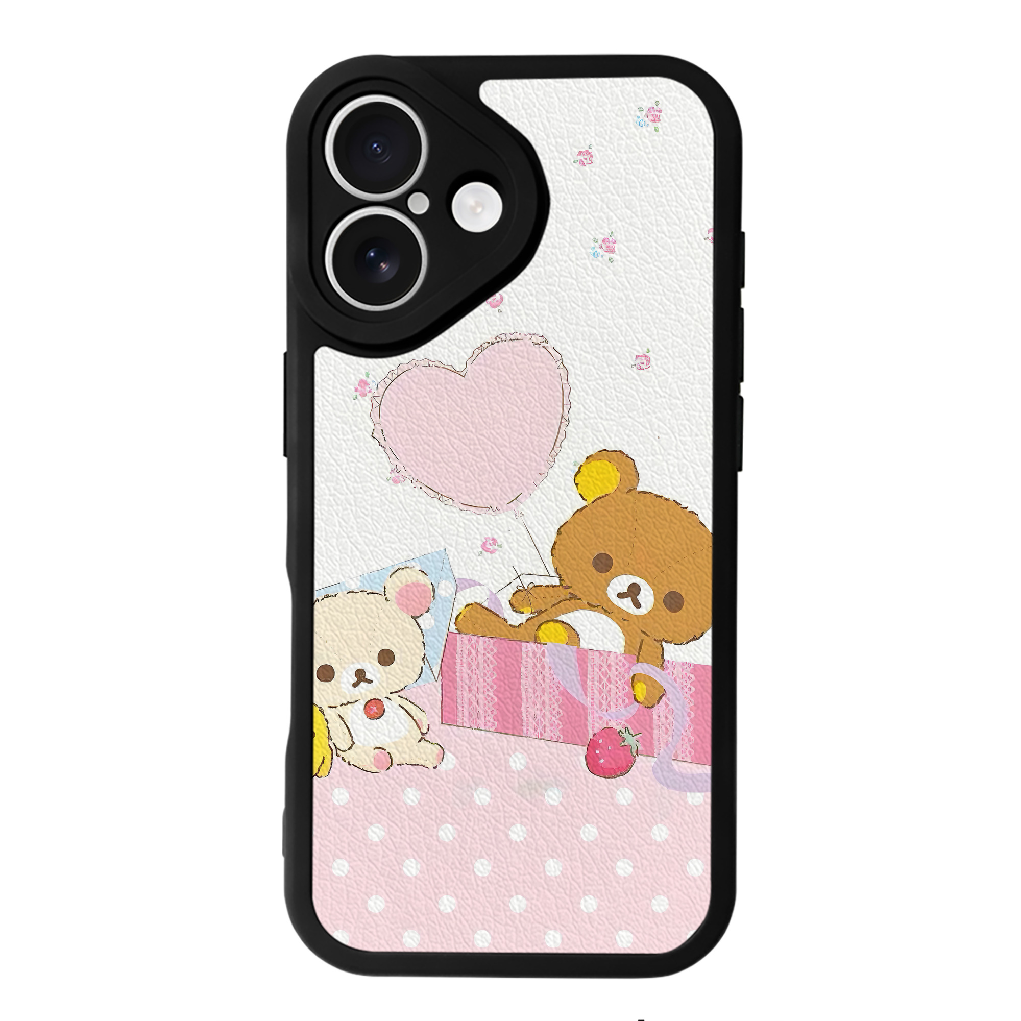 （画像用） リラックマ リラックマ キイロイトリ Rilakkuma Korilakkuma Kiiroitori 【iPhone 16シリーズ対応】シリコンスマホケース（レザー調） 材質：シリコン